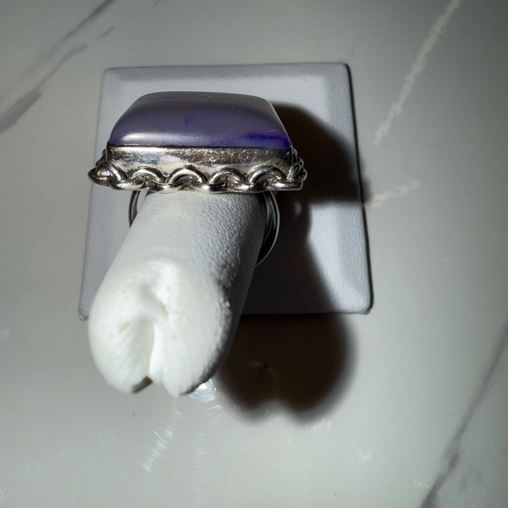 Stunning Square Amethyst Statement Ring Sterling … - image 4